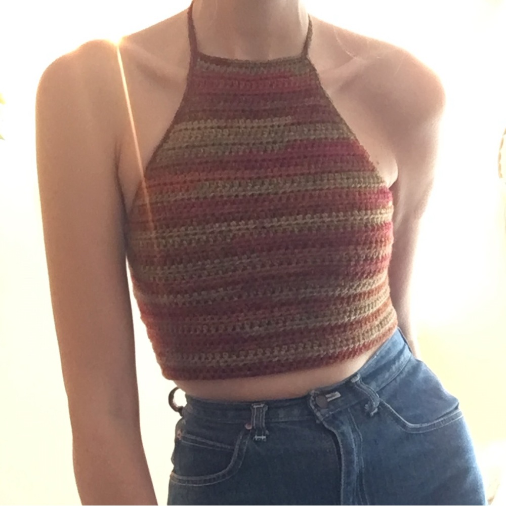 Striped Handmade Crochet Halter Top